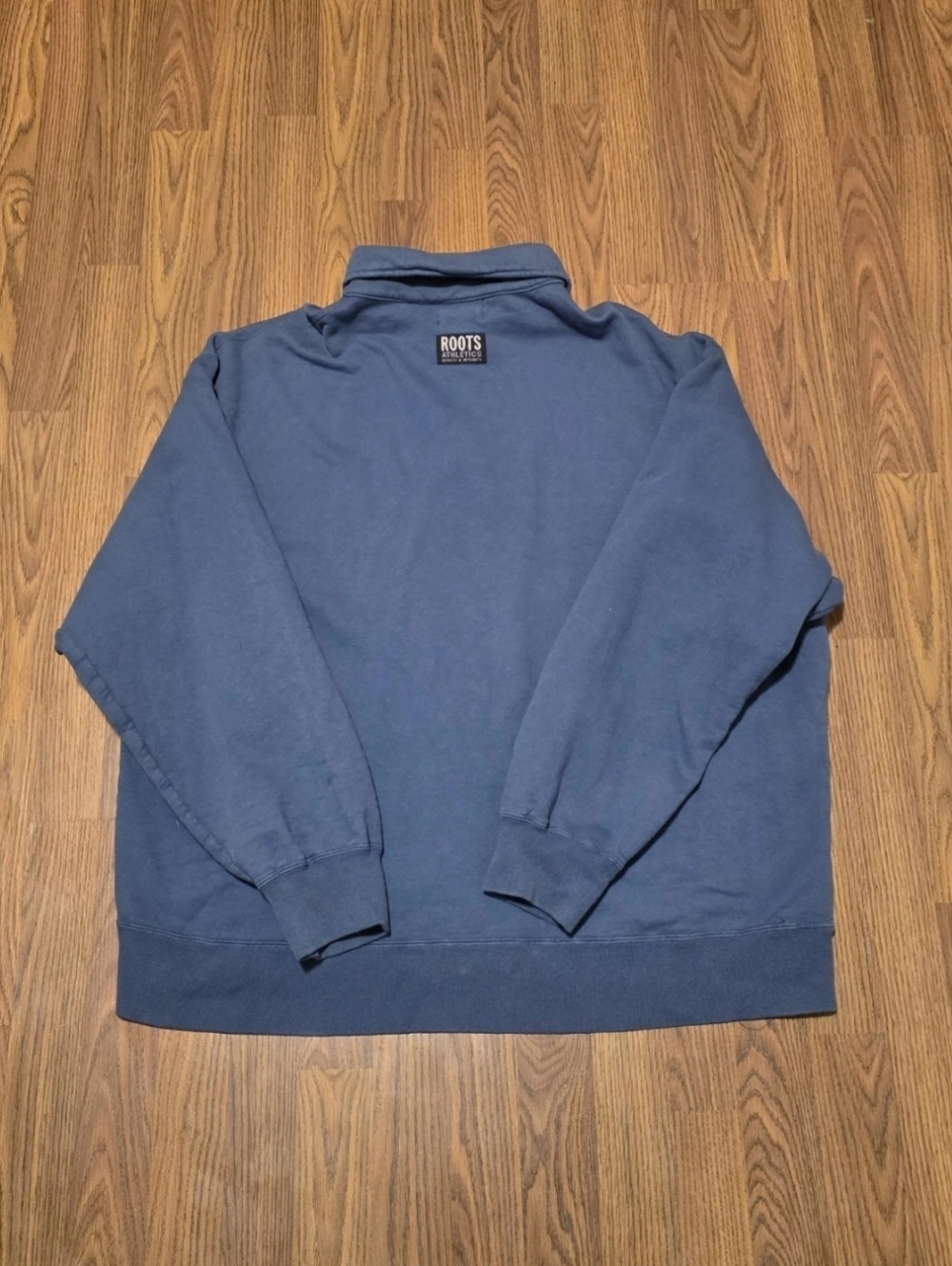 Roots Athletics Men's Quarter-Zip Pullover XXL Blue Spell Out Logo Sweatshirt - Picture 6 of 6